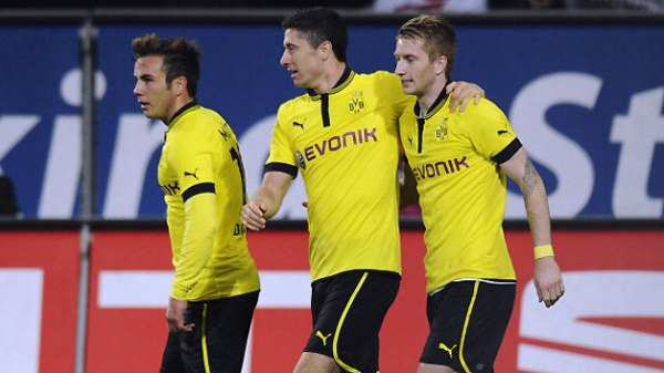 The attacking trio of Gotze, Reus and Lewandowski 